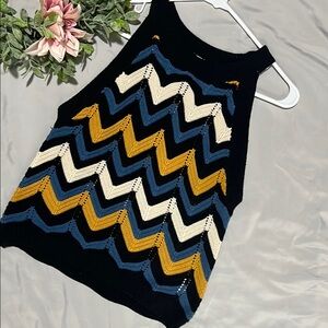 Chevron Pattern sweater vest  - Black, Blue, Gold